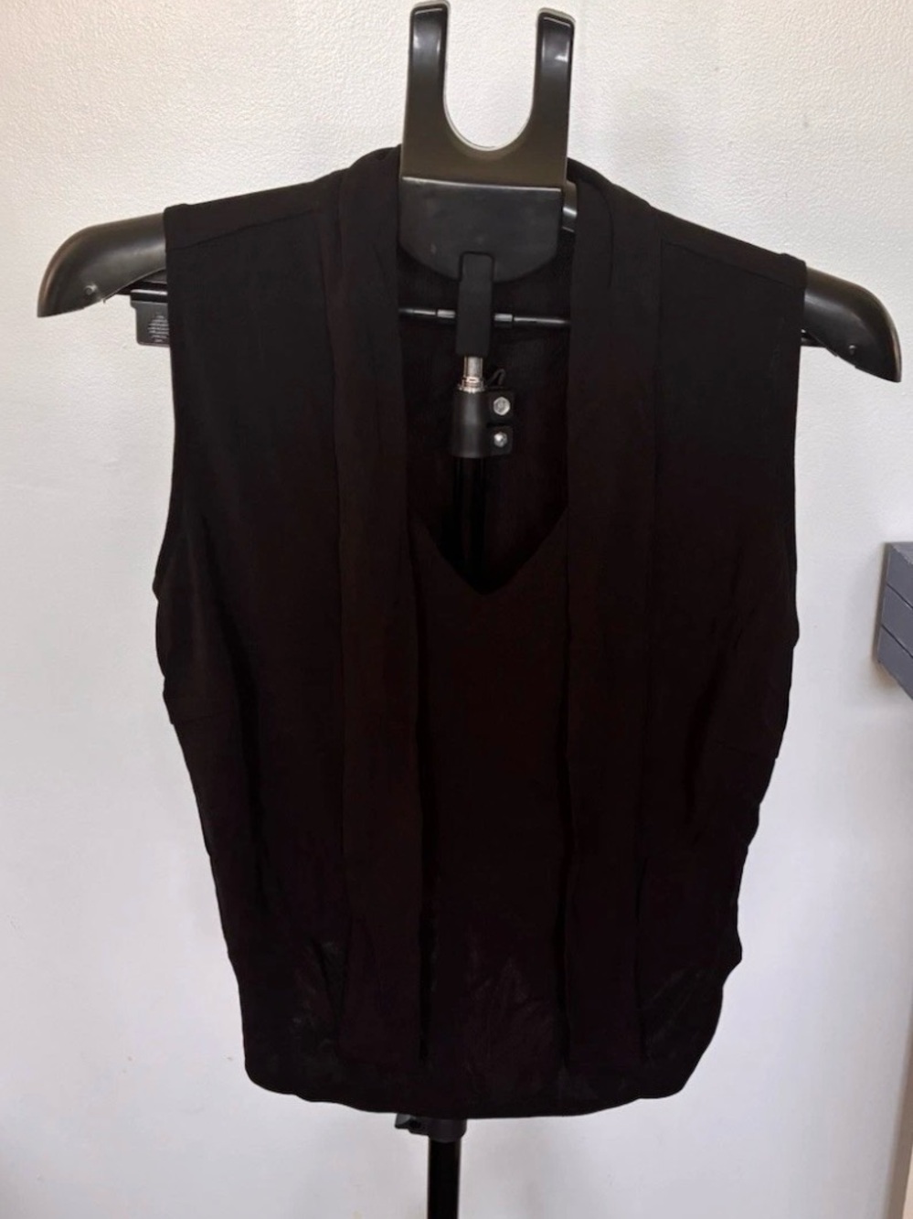 Mixit Black V-Neck Sleeveless Tank with Draped Front